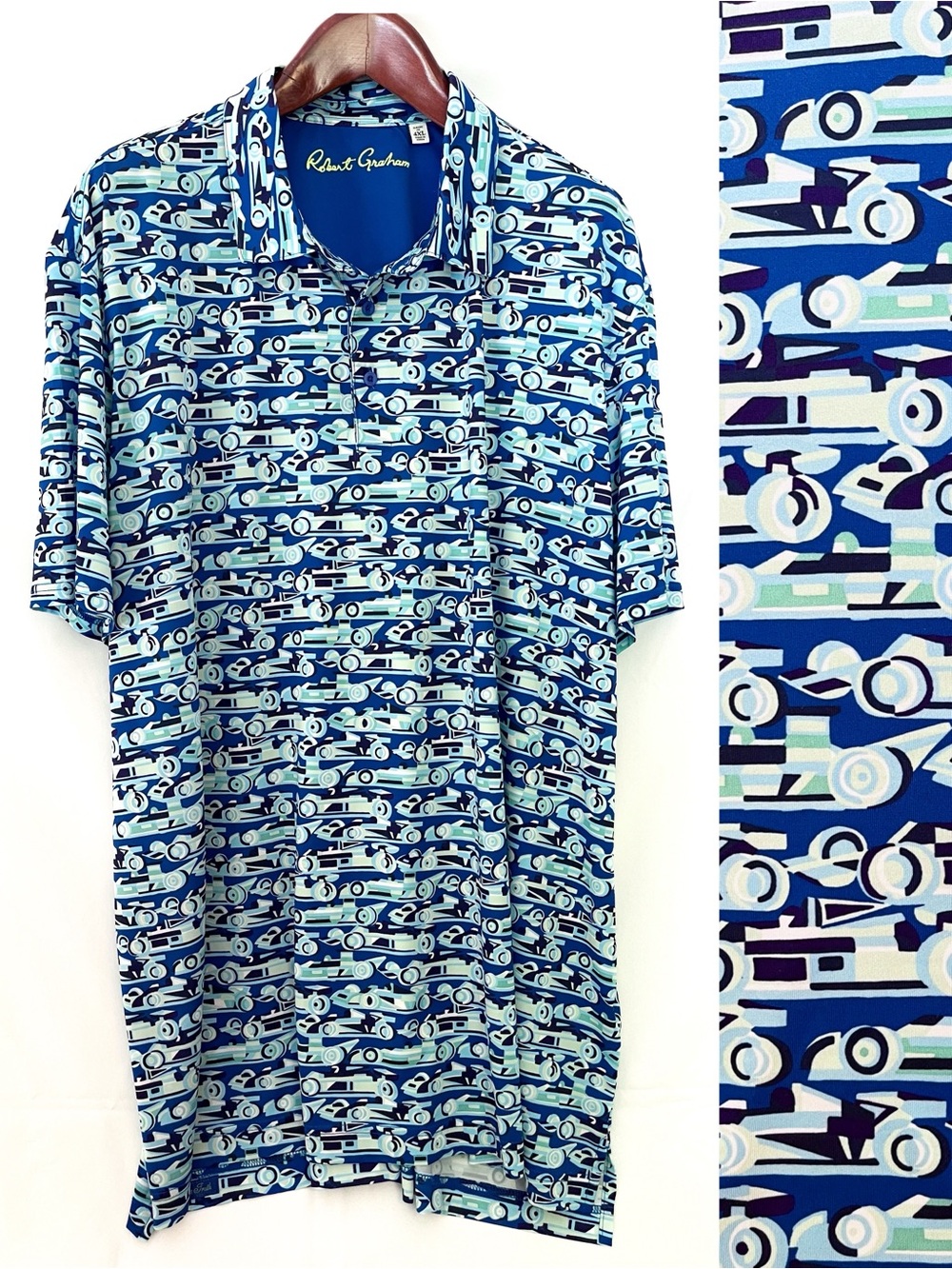 Robert Graham Short Sleeve Auto Expo Print Polo Blue 4XL